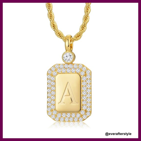 Initial Letter Pendant Necklace Elegant Minimal Chic Gold Filled Jewelry Gift